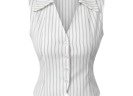 Womens Smart Business Savy Striped Sleeveless Shirt