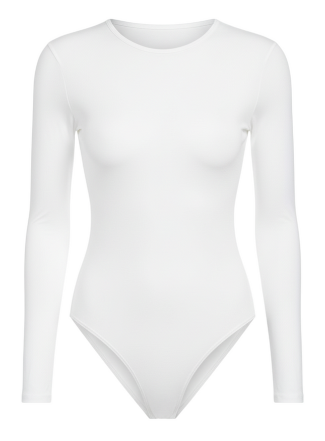 Solid Crew Neck Skinny Bodysuit