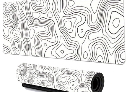 Black And White Topographic Contour Gaming Mouse Pad