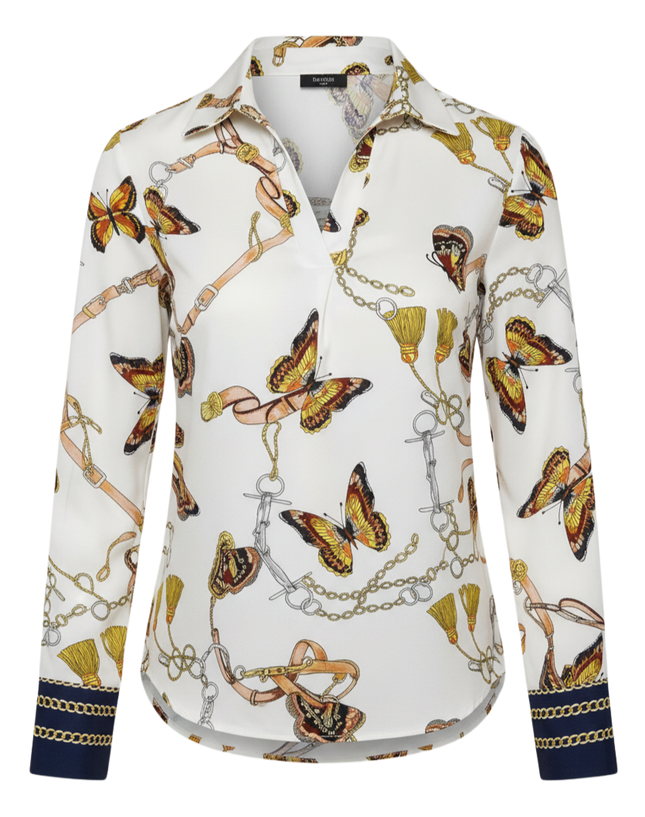 Women's Casual Butterfly Print Long Sleeve Shirt, Assorted Prints