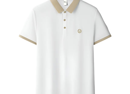 Mens Short Sleeved Polo Shirt with High-End Embroidered Logo