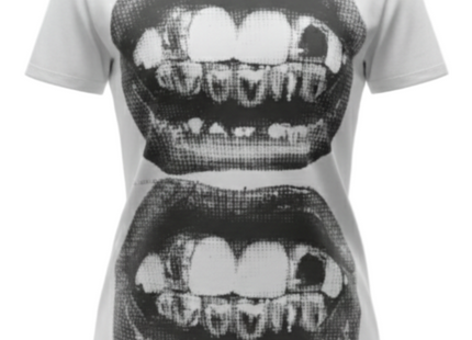 Vibrant Y2K Mouth Print T-Shirt - Short Sleeve Crew Neck, Relaxed Fit