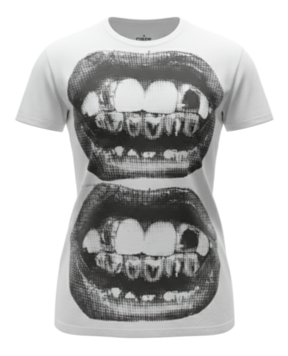 Vibrant Y2K Mouth Print T-Shirt - Short Sleeve Crew Neck, Relaxed Fit