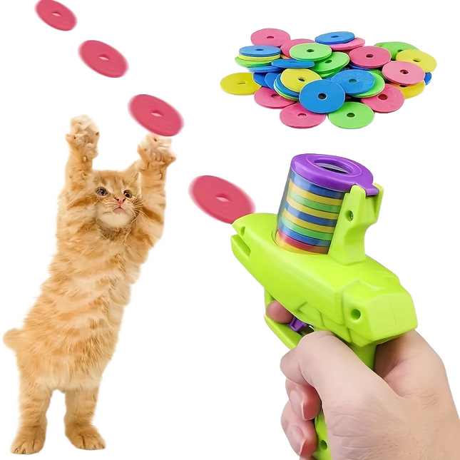 15 or 30 Foam Plates Toy Gun - Cat Toy