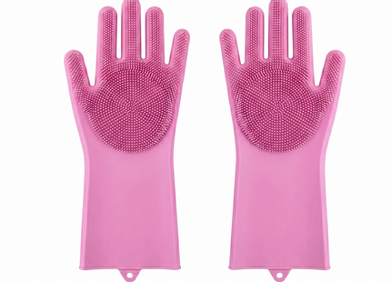 WSGenie Reusable Silicone Cleaning Gloves — Pink