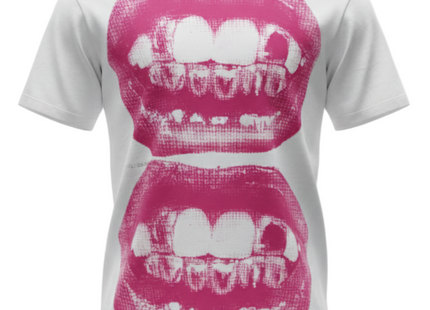 Vibrant Y2K Mouth Print T-Shirt - Short Sleeve Crew Neck, Relaxed Fit