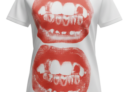 Vibrant Y2K Mouth Print T-Shirt - Short Sleeve Crew Neck, Relaxed Fit